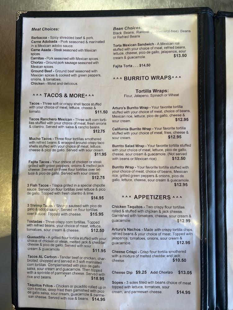 Arturo's Mexican Restaurant Menu image 1