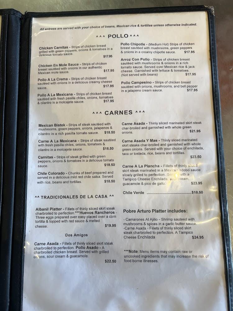 Arturo's Mexican Restaurant Menu image 3